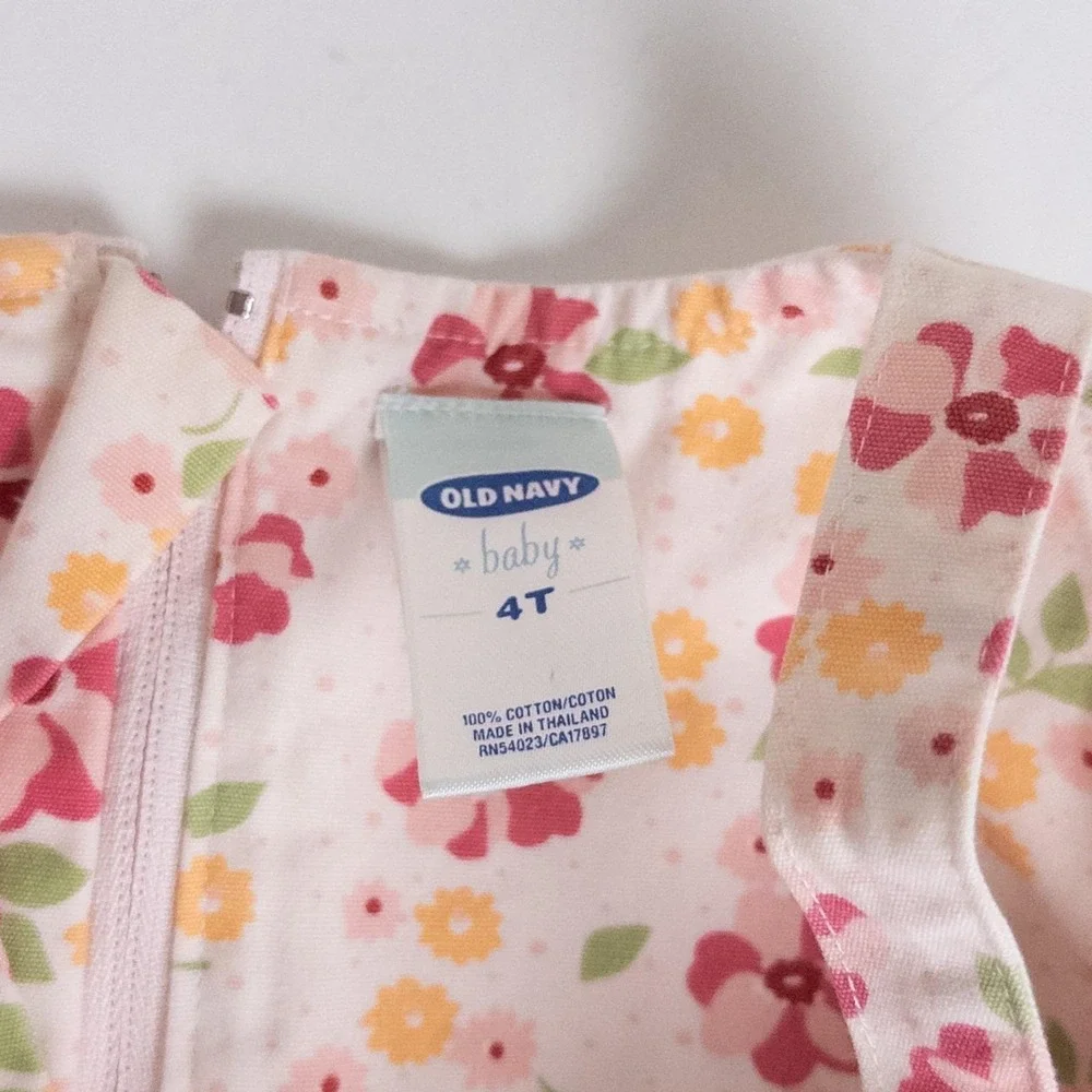 Old Navy‎ Floral Jumper Dress Set Kids 4T Pink Vintage Y2K Cotton Bloomers 2pc